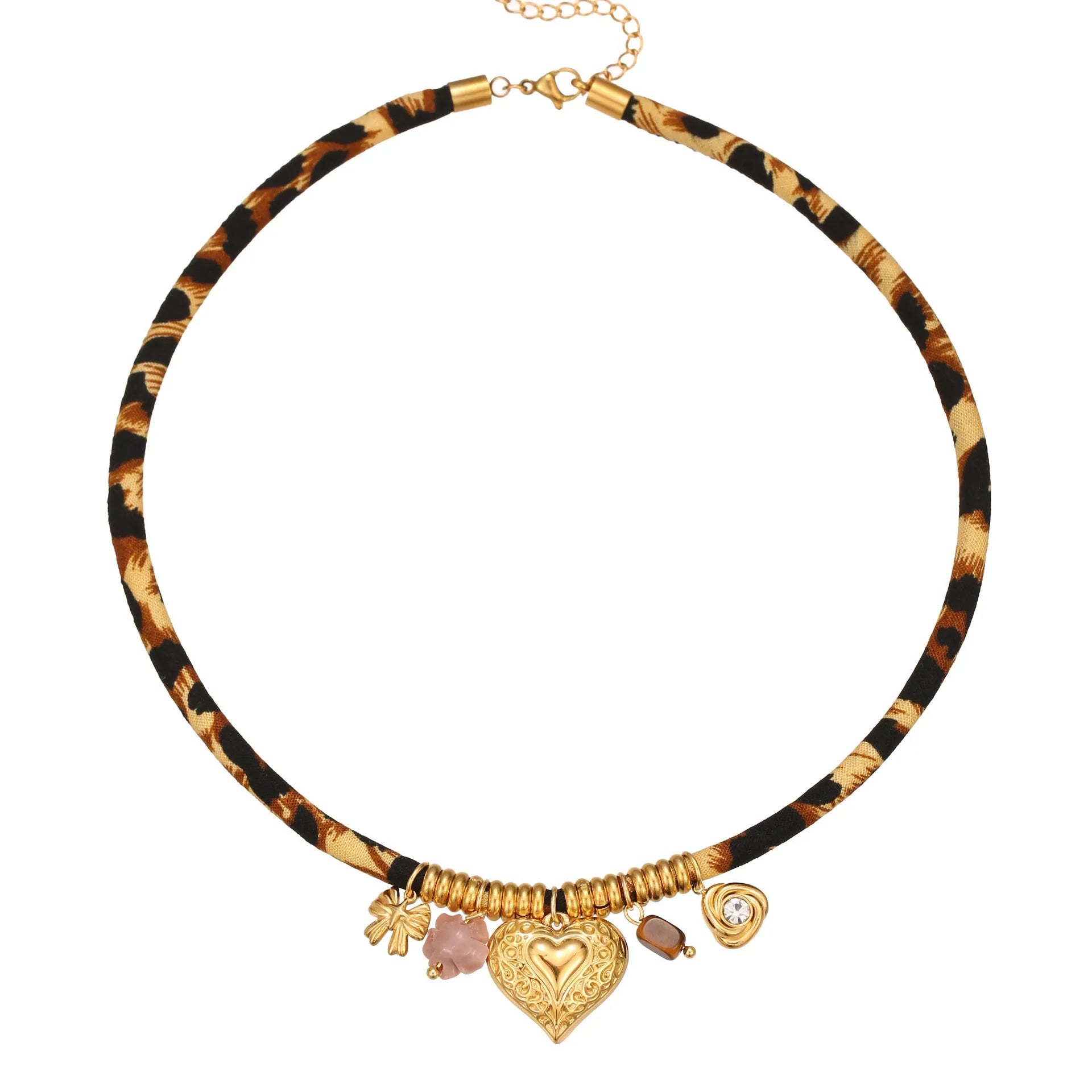 Leopard series stainless steel women's necklace with geometric pendant and adjustable chain