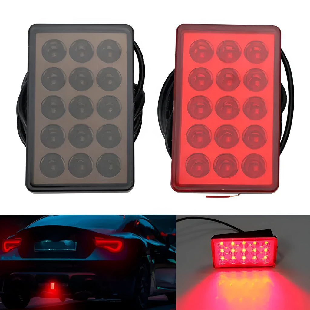 Car LED pilot light rear lip anti-collision warning taillight red case black cover universal 12V fit