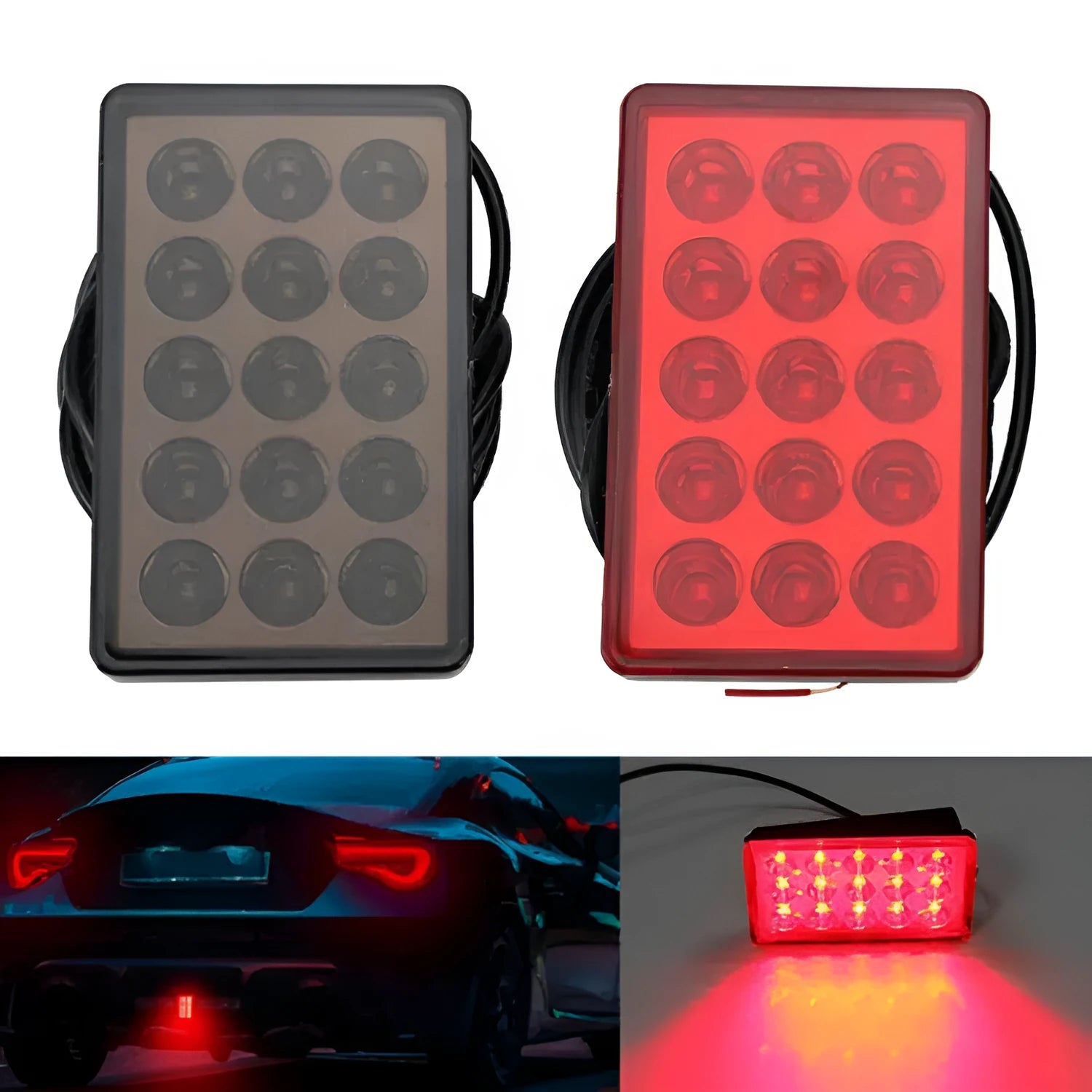 Car LED pilot light rear lip anti-collision warning taillight red case black cover universal 12V fit