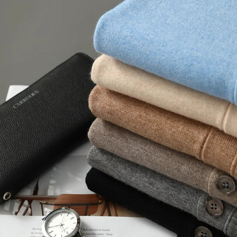 Men's Andy velvet knitted cardigan coat with V-neck design in loose fit casual style