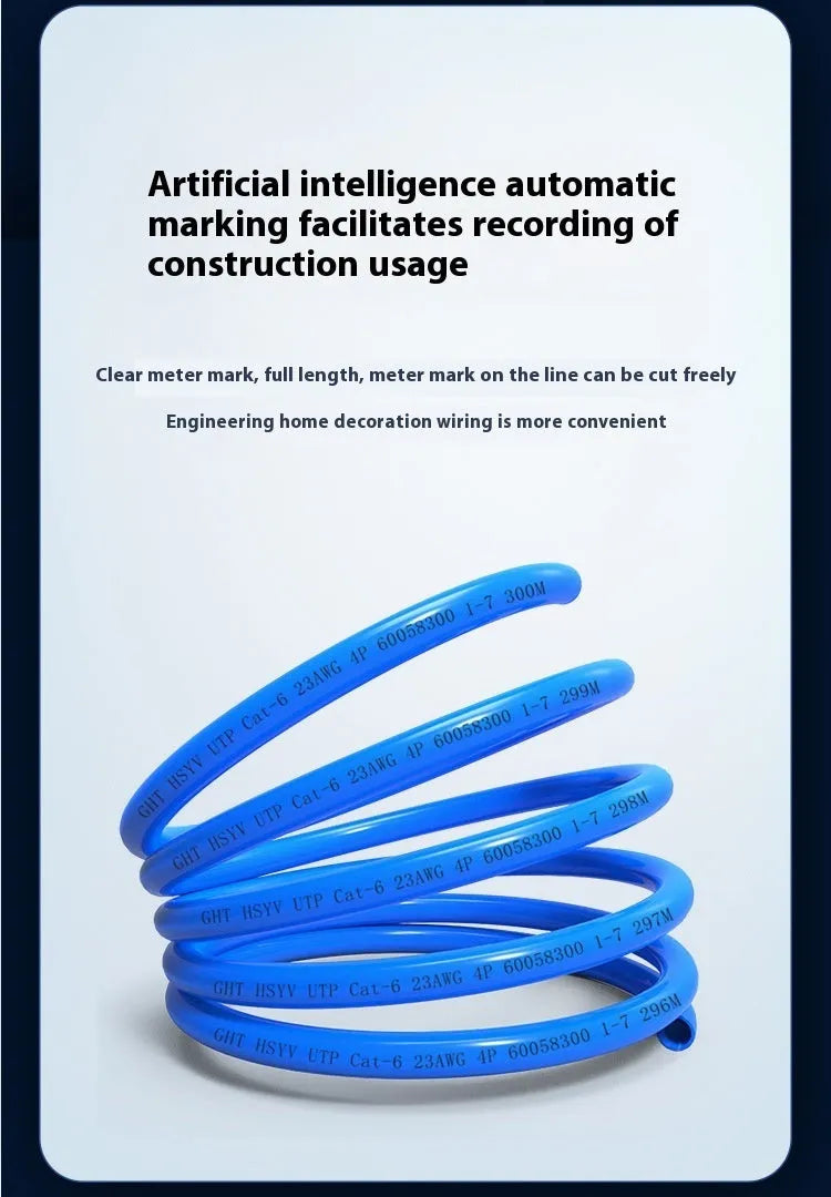 Cat 6 oxygen-free copper network cable on 305m reel in blue colour option