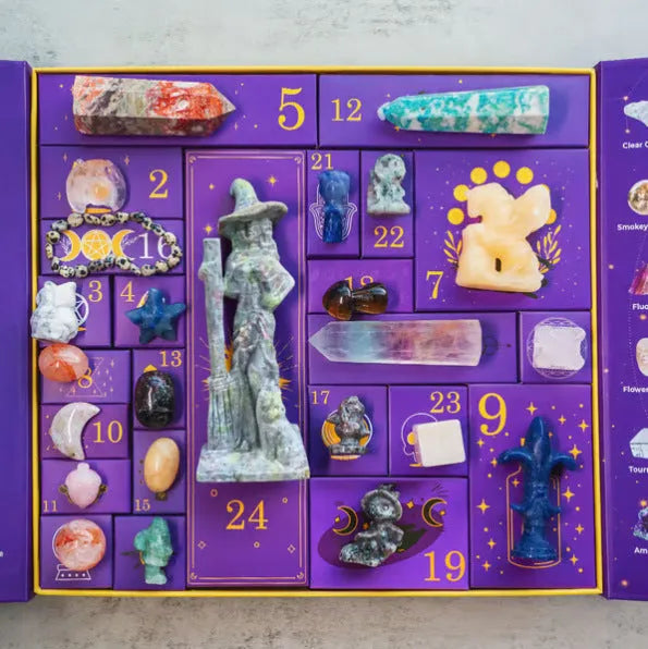 Paper Halloween countdown calendar box with compartments, dimensions 33.5cm by 30.5cm.