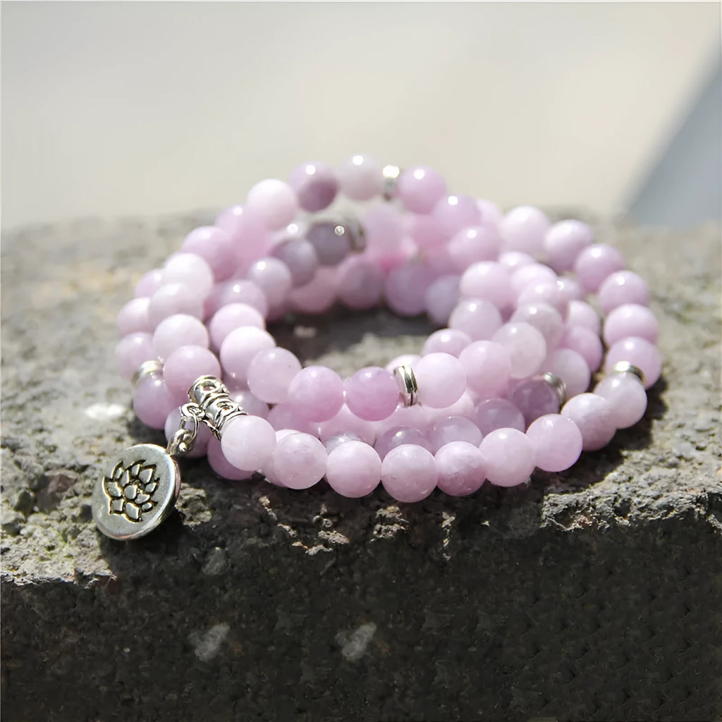 Women's vintage natural stone bracelet with geometric lotus design in various colour options