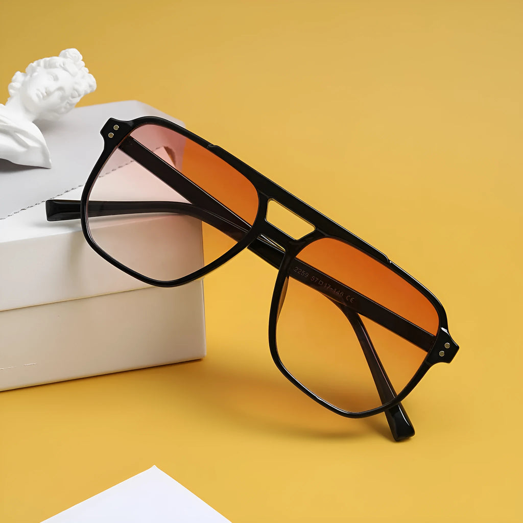 Women's square double beam fashion sunglasses in a choice of six colours with UV400 protection.
