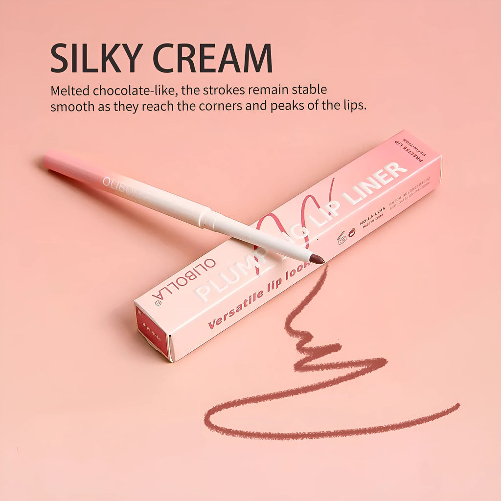 Waterproof colorfast hook line lip pencil in shade CocoaCrush with tip and product label visible