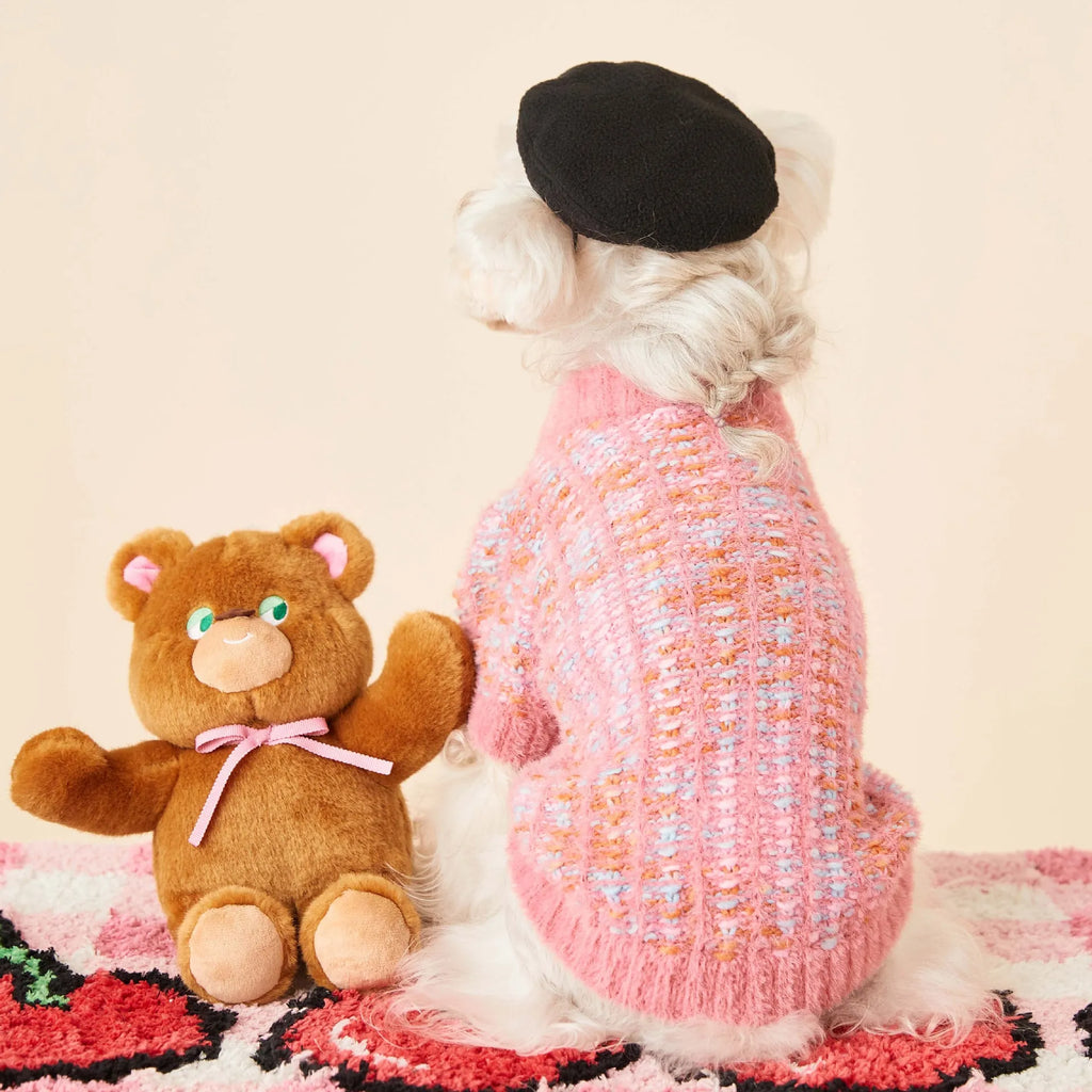 Purple wool pet cardigan sweater for female dogs, autumn winter design, XS-2XL sizing