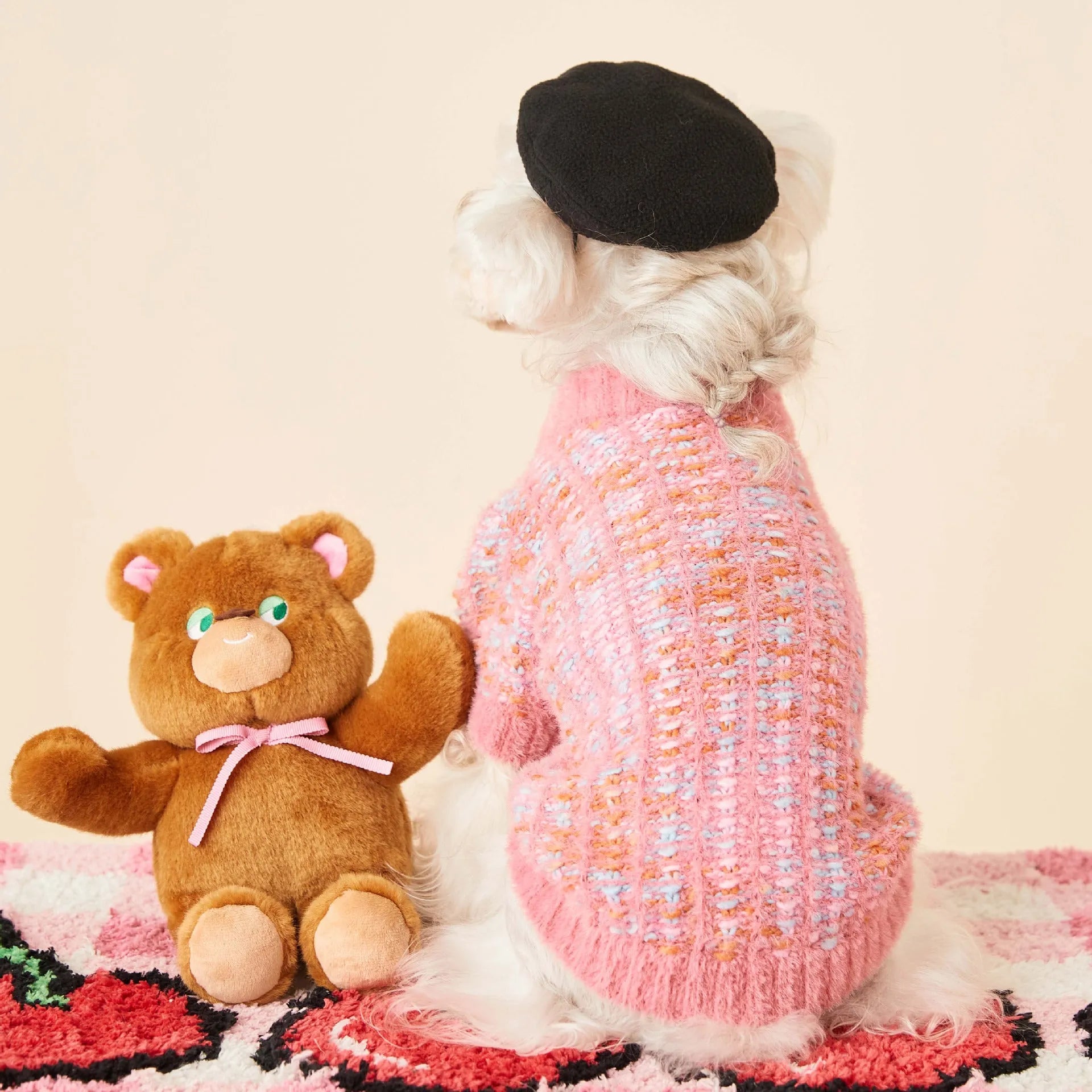 Purple wool pet cardigan sweater for female dogs, autumn winter design, XS-2XL sizing