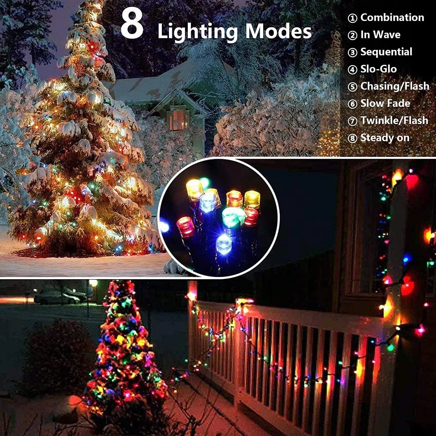 Solar-powered LED string lights outdoor waterproof Christmas patio decoration warm white 20 LEDs