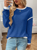 Women's round neck loose fit imitation sweater top in multiple colour options with long sleeves