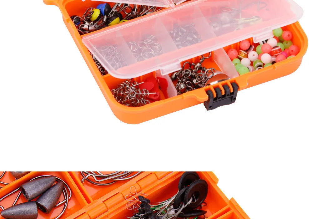 Weihe 257 piece fishing lure accessories kit in ABS plastic storage box for Texas, sea and rock fishing