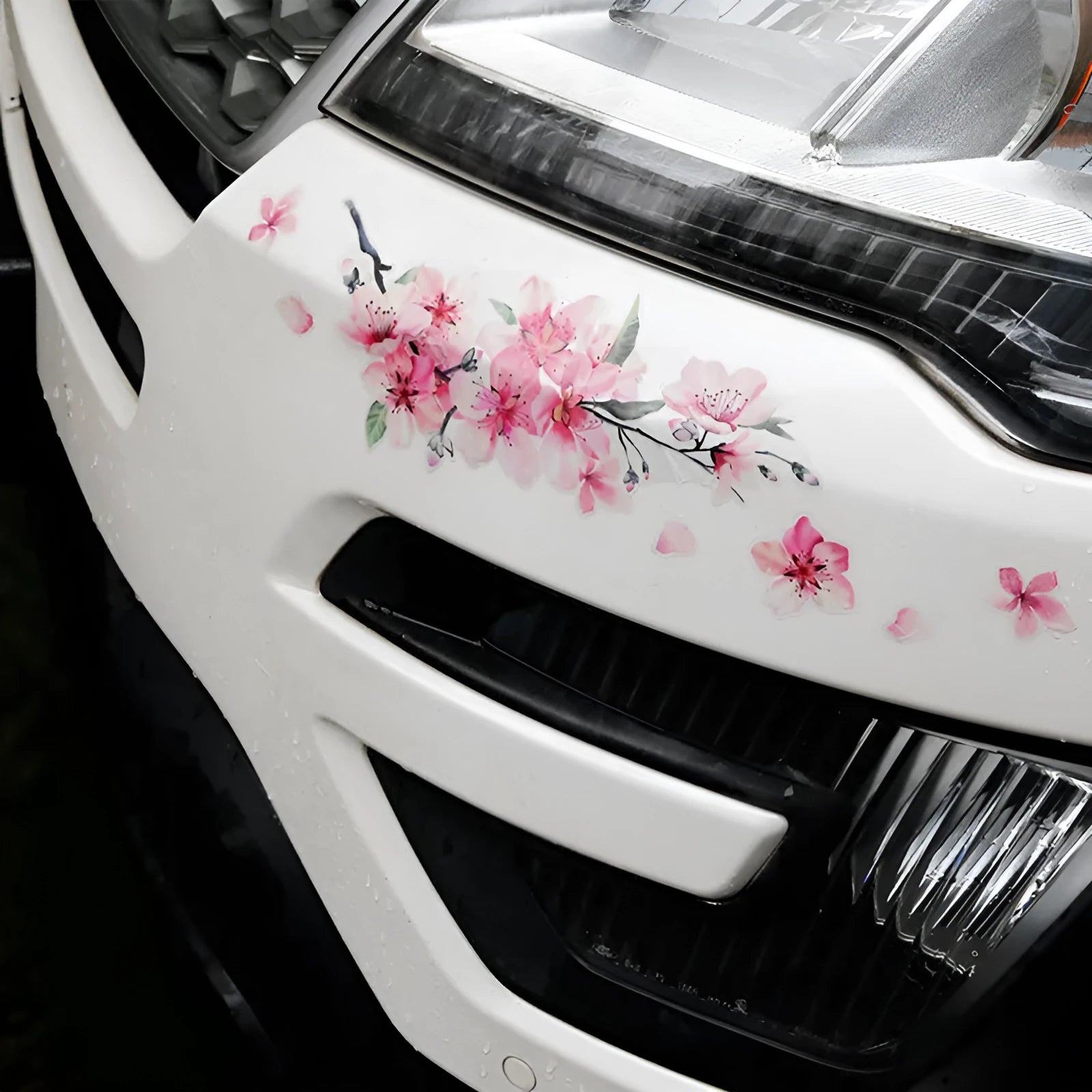 Cherry blossom flower pattern car sticker in two size options on PVC vinyl.