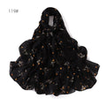 Printed polyester chiffon scarf with plaid maple leaf pattern in 70x175cm size