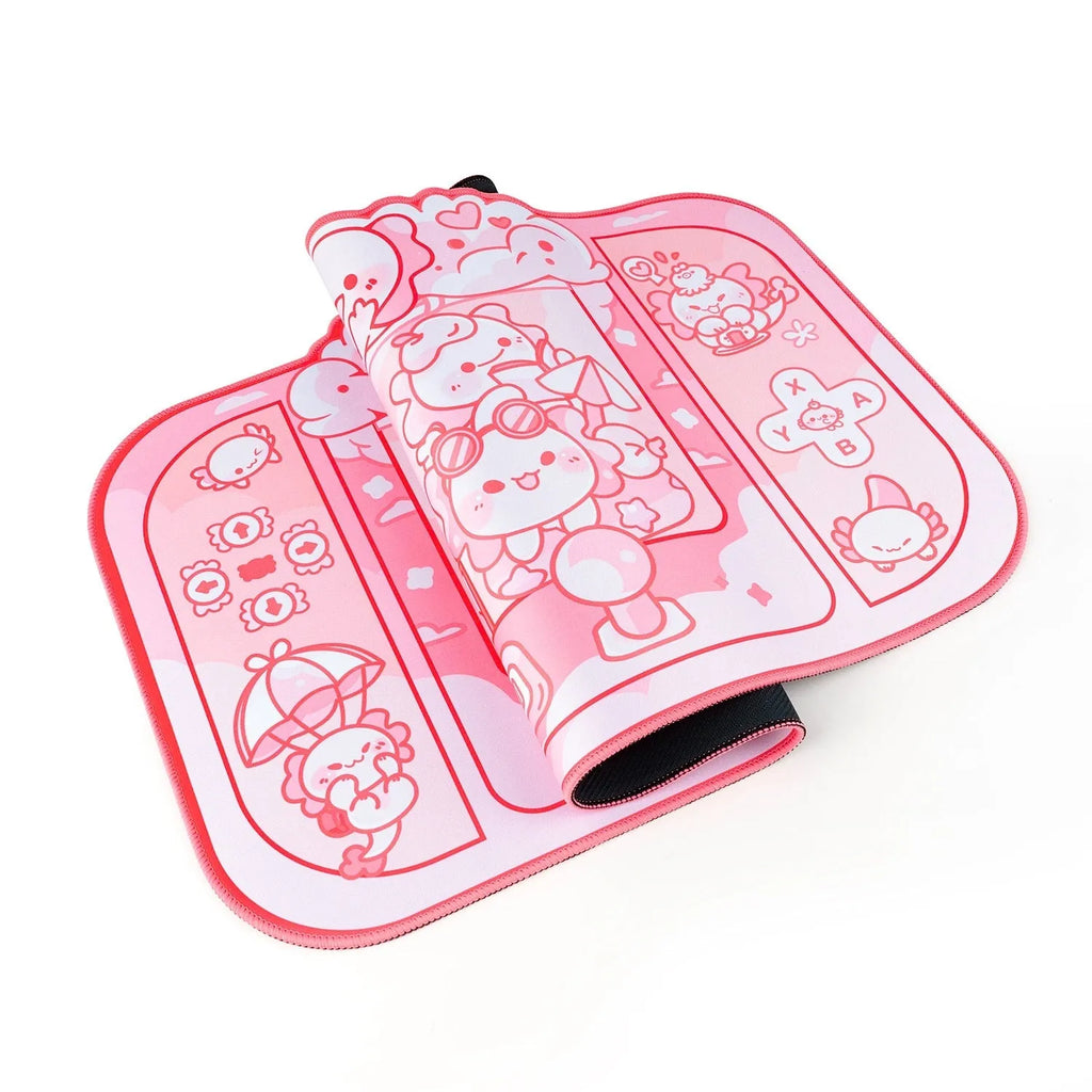 Large rectangular cloth mouse pad with a hexagonal dragon crane machine anime pattern, measuring 75cm by 40cm.