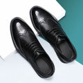 Men's black and brown brogue shoes with wingtip design and perforated detailing for business wear