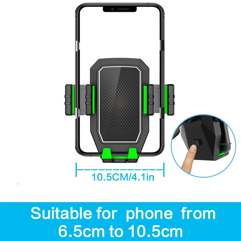 Green car drink rack and mobile phone holder with kettle showing ABS/PC construction