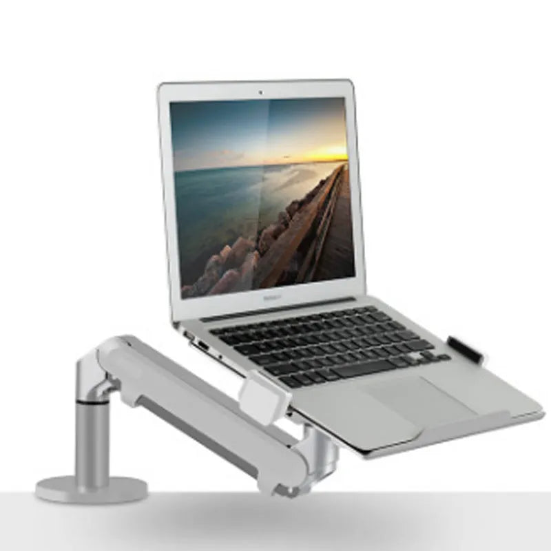 Aluminium hover notebook stand with adjustable arm bracket in silver or black colour