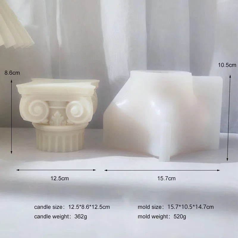 Silicone Roman pillar candle mould with irregular column design