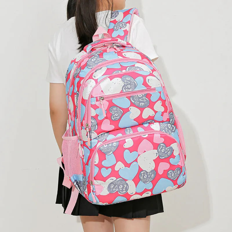 Blue student schoolbag with air pillow belt system and large main compartment