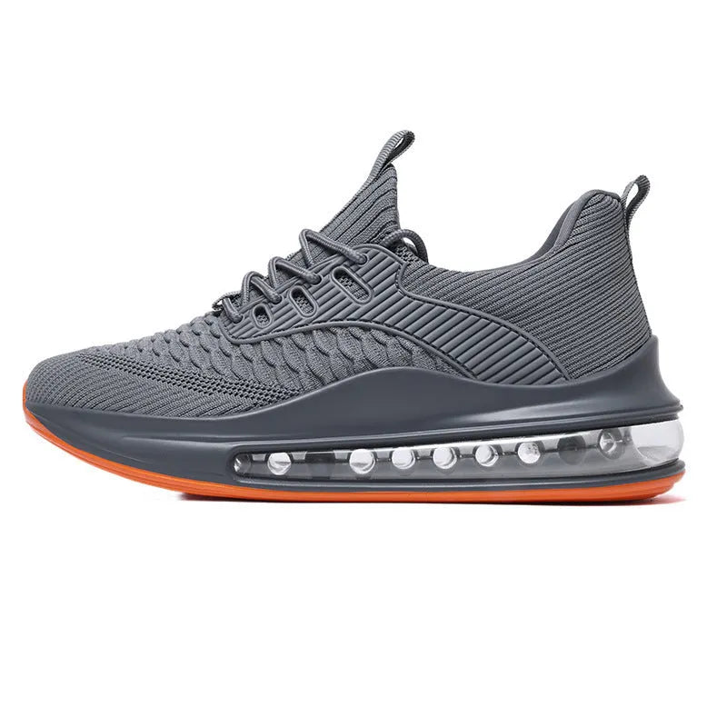 Men's black mesh running shoes with rubber sole and lace-up closure for summer sports