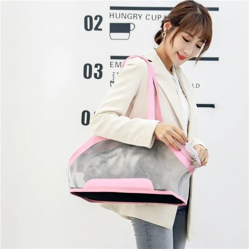 MOORPET leather cat outing carry bag in solid colour with 25 litre capacity