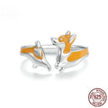 Silver coloured corgi dog cartoon ring for women with electroplated finish