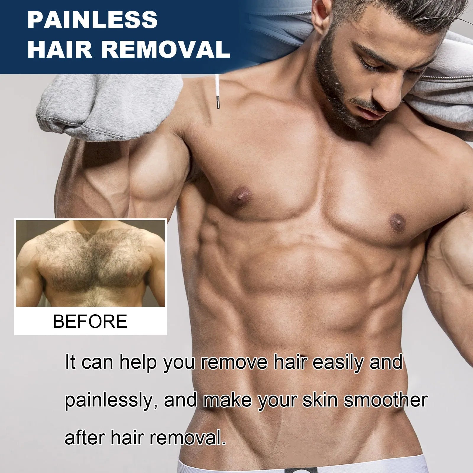 100ml tube of men's mild hair removal cream for beard, armpit, hand, and leg use.