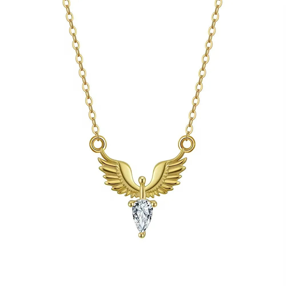 Women's eagle pendant necklace in 925 silver with adjustable 41-50cm chain in white gold or yellow gold finish