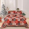 Christmas red plaid three piece bedding set with duvet cover and pillowcases featuring reactive printed European style pattern