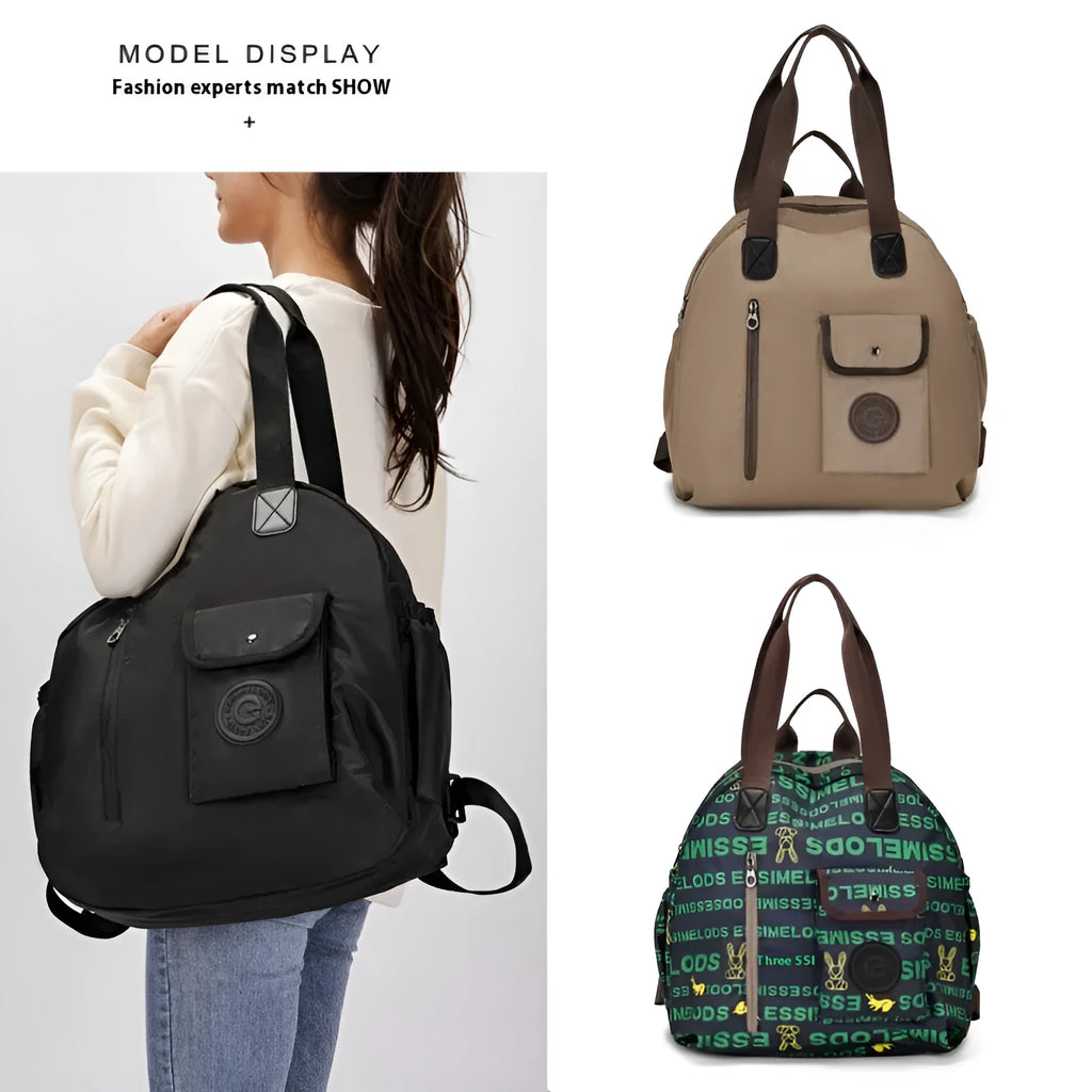 Large outdoor backpack with sandwich pocket organisation in black, khaki, or green