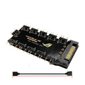 AURA RGB One Point Ten 5V SATA power hub in black with ten ports and cable