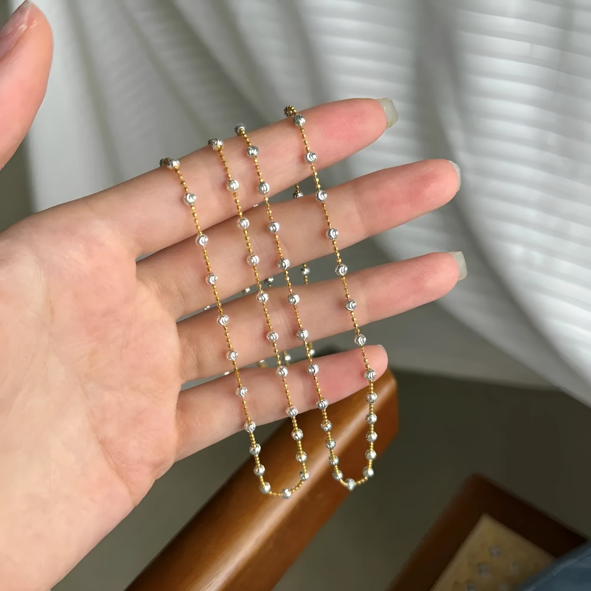925 silver moon tooth beads clavicle chain necklace for women electroplated gold white gold finish