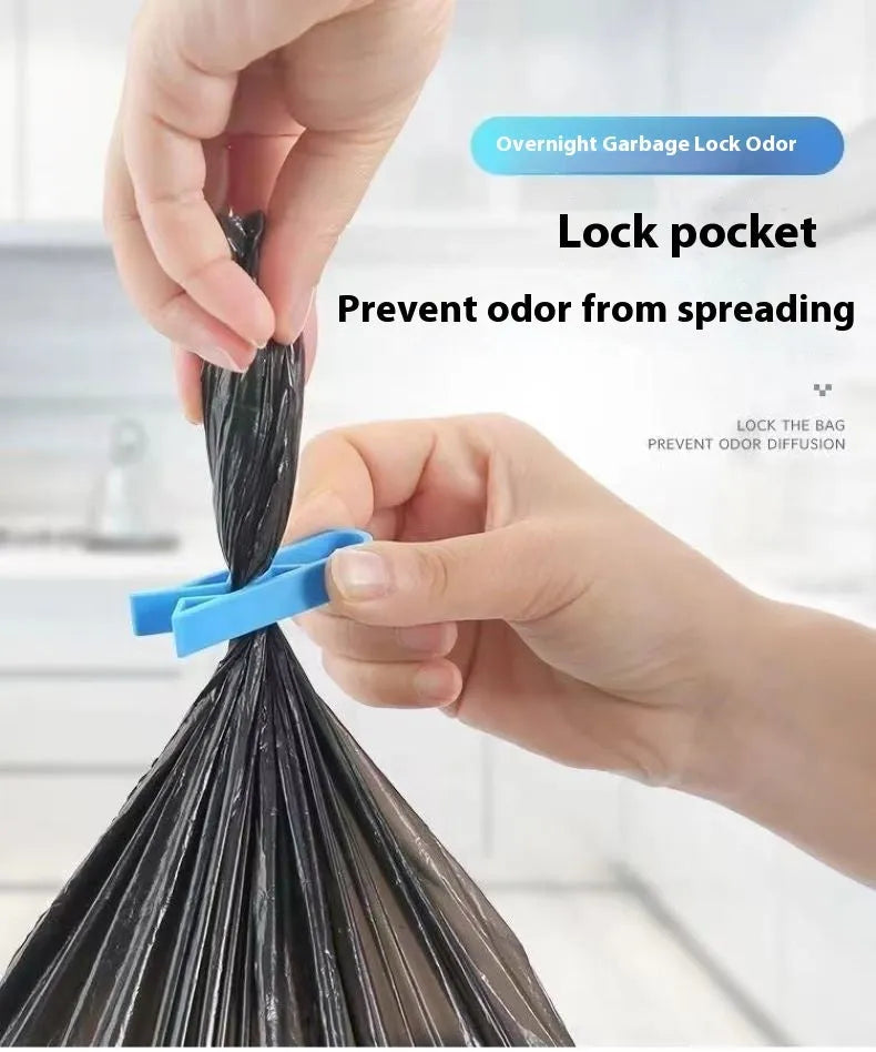 White PP plastic non-slip clip for holding a garbage bag onto a rubbish bin.