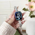 Fashion twist diamond pattern zinc alloy metal strap for Apple Watch in multiple colours.