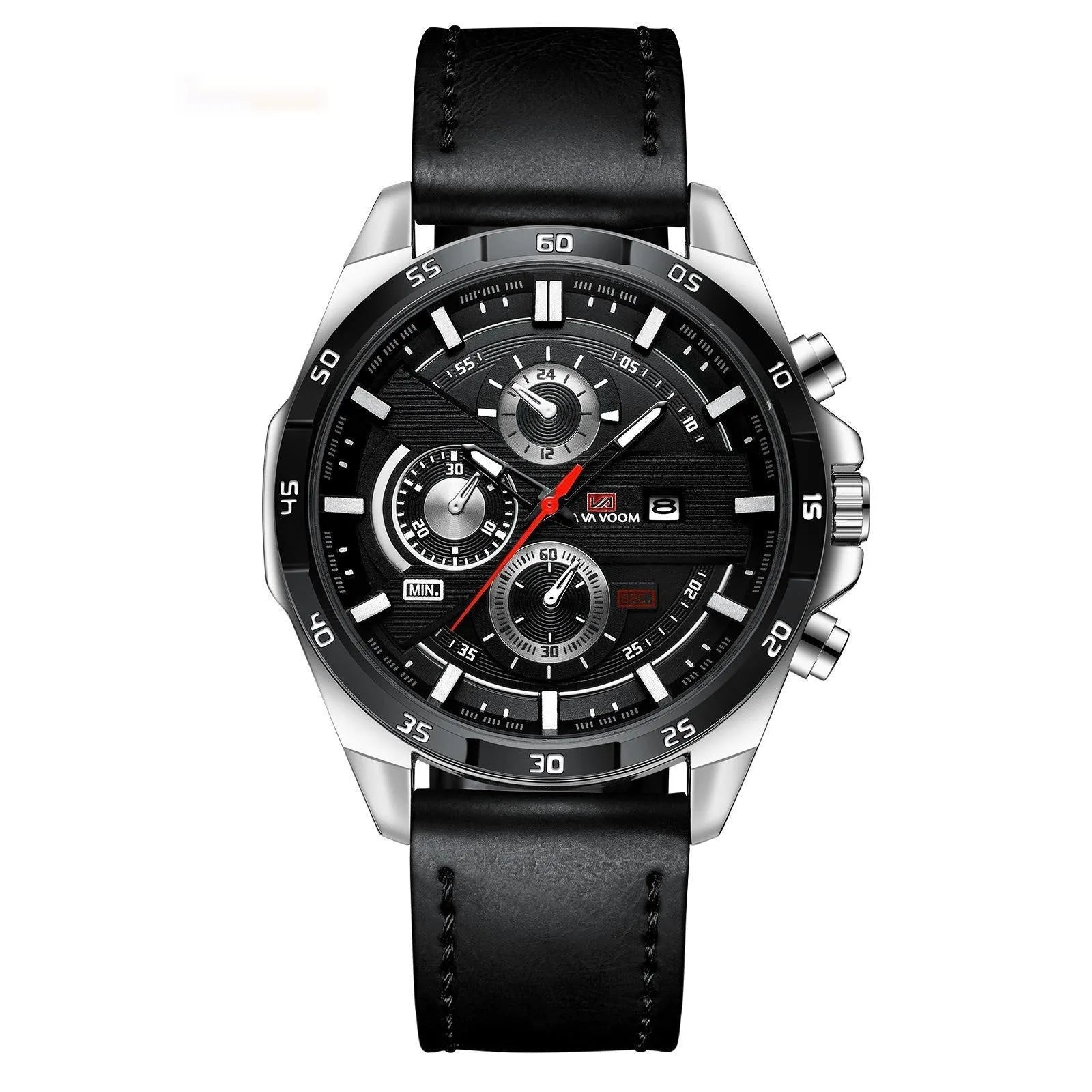 Men's waterproof quartz watch with business calendar display in multiple colour variations