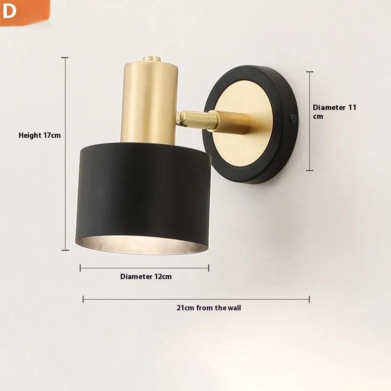 Iron Nordic wall lamp in one of four style variations for bedroom or living room