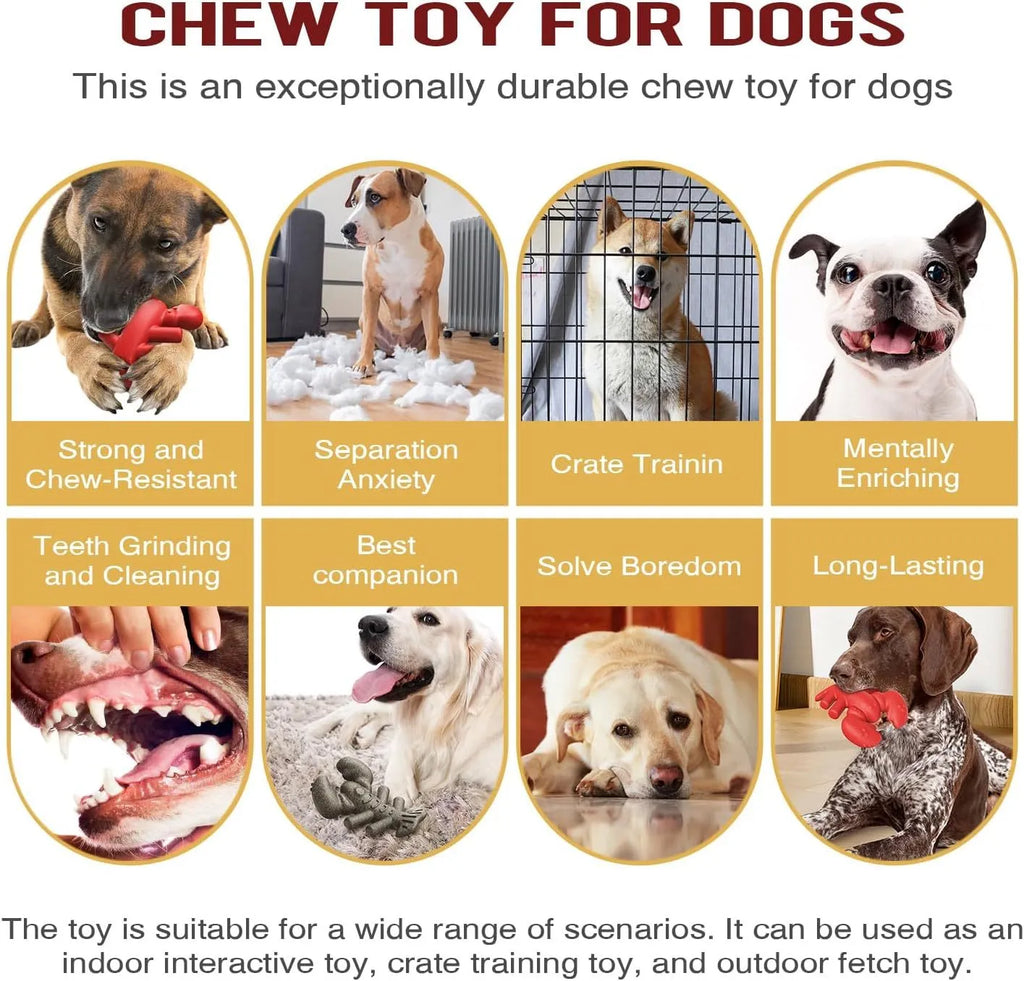 Red hard nylon chew toy for large dogs on a white background