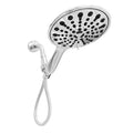 Portable six-function handheld shower head with electroplated finish and 6-inch hose