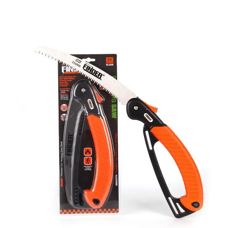 230mm folding garden saw with TPR grip handle and steel blade extended