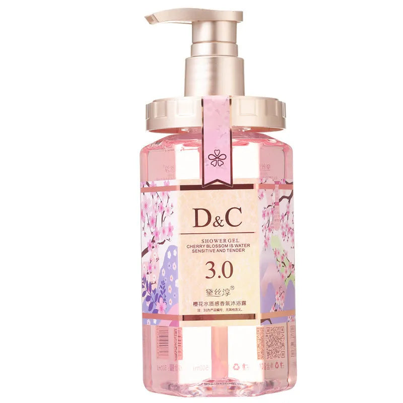 Sakura shampoo, hair mask and shower gel trio set in 500ml bottles with cherry blossom design