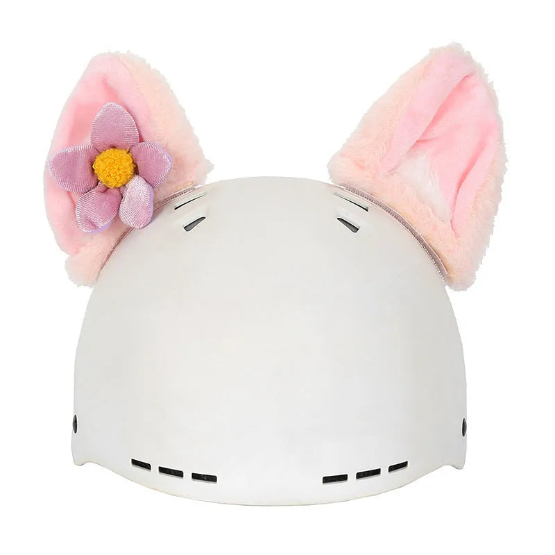 Plush cartoon character helmet and hat cover set with ear decorations in M size
