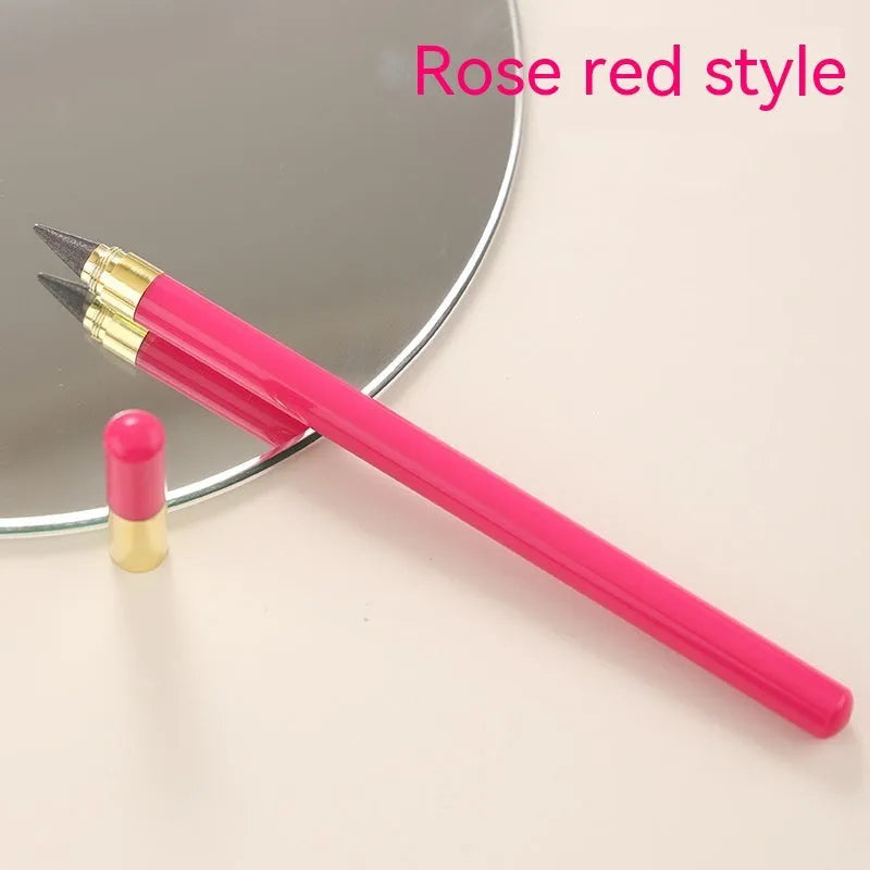Clear acrylic sharpening-free eternal pencil with alloy tip on a desk