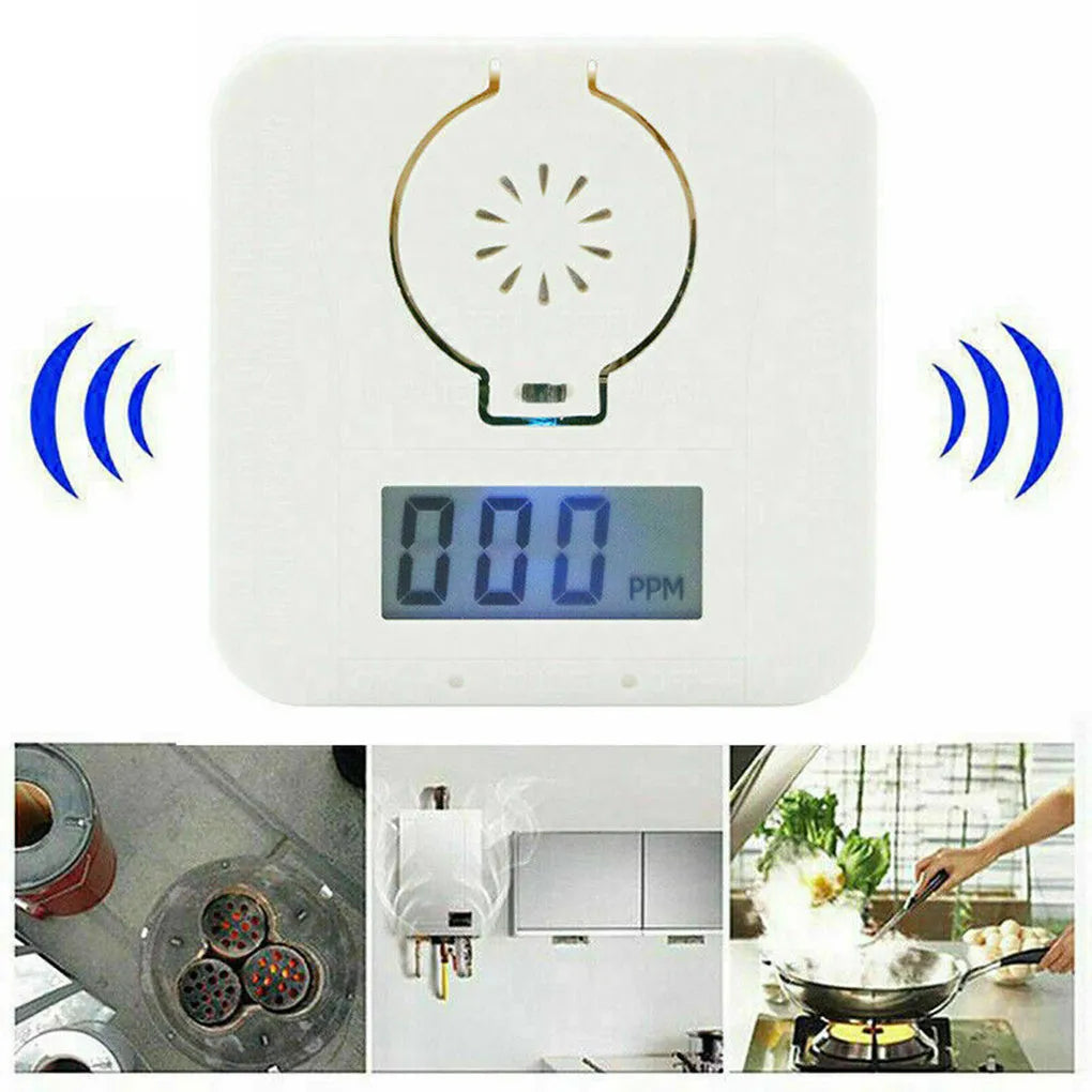 White carbon monoxide alarm for wall mounting detects CO gas from coal stoves