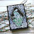 Black A5 diamond painting notebook with peacock theme design for craft project organisation