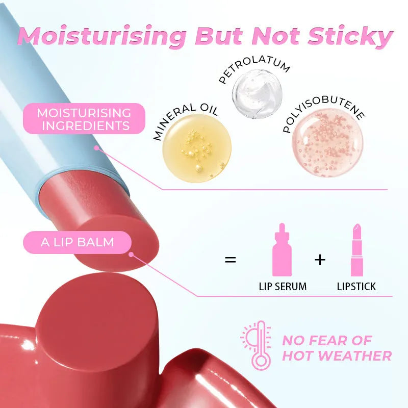 Waterproof moisturising lipstick in six colour shades with 1.8g content