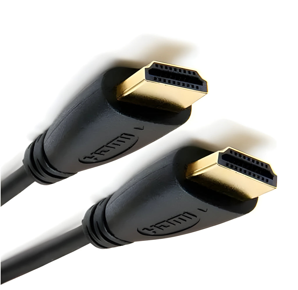 Gold-plated HDMI male-to-male cable in multiple length options on a white background.