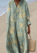 Long sleeve shirt dress with 3D floral print, wide waist, and princess skirt silhouette.