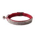 Flocked material cat collar with elastic buckle in assorted colours on a white background.