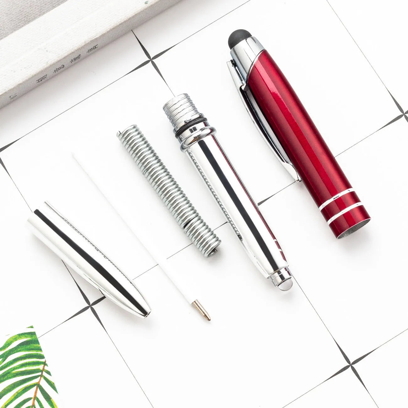 Metal capacitive stylus pen with LED light in five colour options