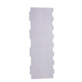 Stainless steel cake scraper with a polygon-patterned edge for decorating, shown with style options 1-6.