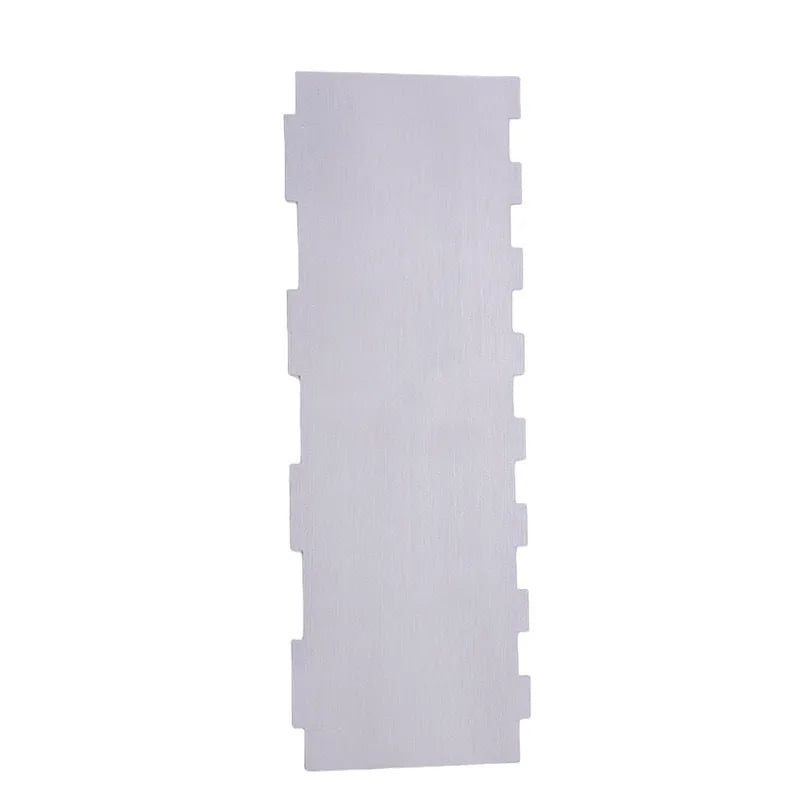 Stainless steel cake scraper with a polygon-patterned edge for decorating, shown with style options 1-6.